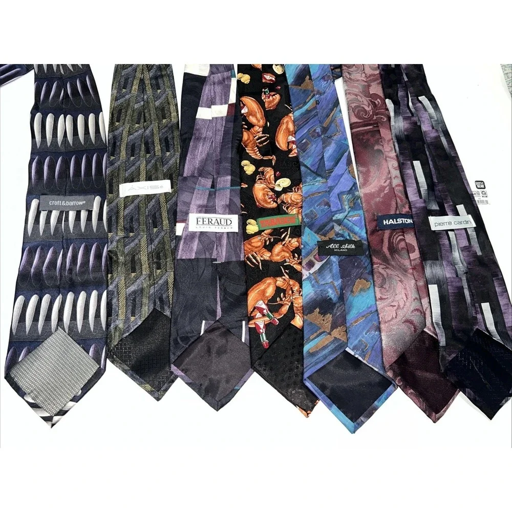 Lot of 7 Mens‎ Neck Ties Various Colors, Silk And Polyester Tobasco, And More